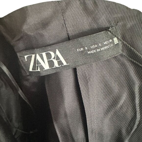 ZARA Women's Black Crop Tuxedo Blazer Jacket Size Small NEW NWT - Picture 7 of 7